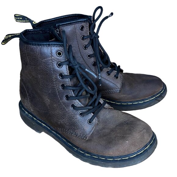 Dr Martens Air Wair Bouncing Soles 1460 Leather Side Zip Ankle Boots Youth Sz 6 - Picture 2 of 6